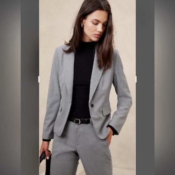 Banana Republic Factory NWT Sz 4 Ryan pant and matching Gray twill blazer - Picture 7 of 16